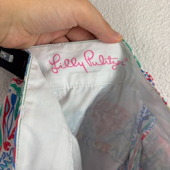 Lilly Pulitzer Womens Multicolor Coral Print Mid Rise The Chipper Shorts Size 0 - Picture 4 of 9